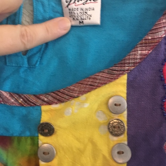 Magic Boho Patchwork Cropped Top Embroidery Beads Embellishments Bright Color - Picture 3 of 6